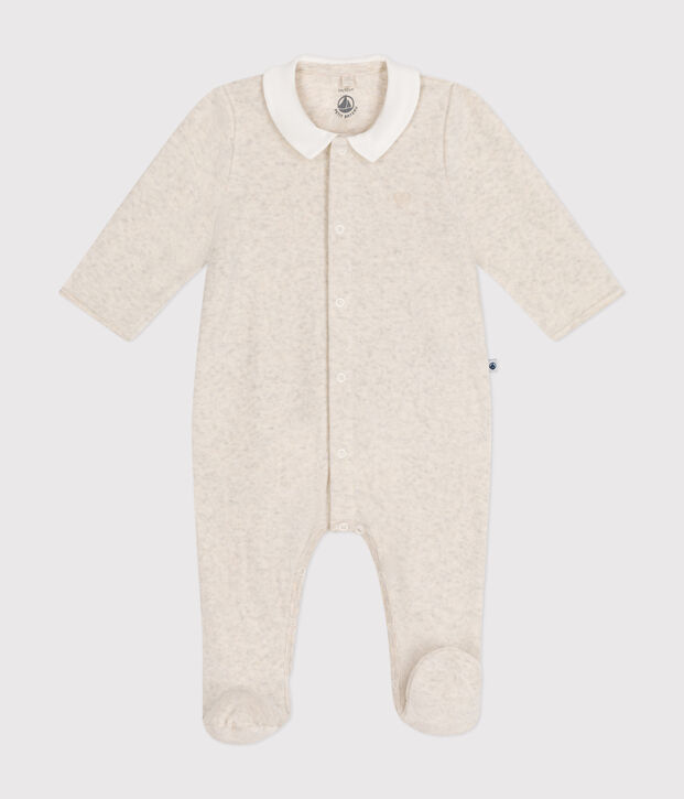 Pyjama en velours b&eacute;b&eacute; beige