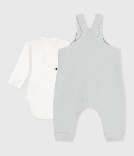 Ensemble salopette bébé en coton uni et détails raffinés CO2/ MARSHMALLOW
