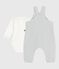 Ensemble salopette bébé en coton uni et détails raffinés CO2/ MARSHMALLOW