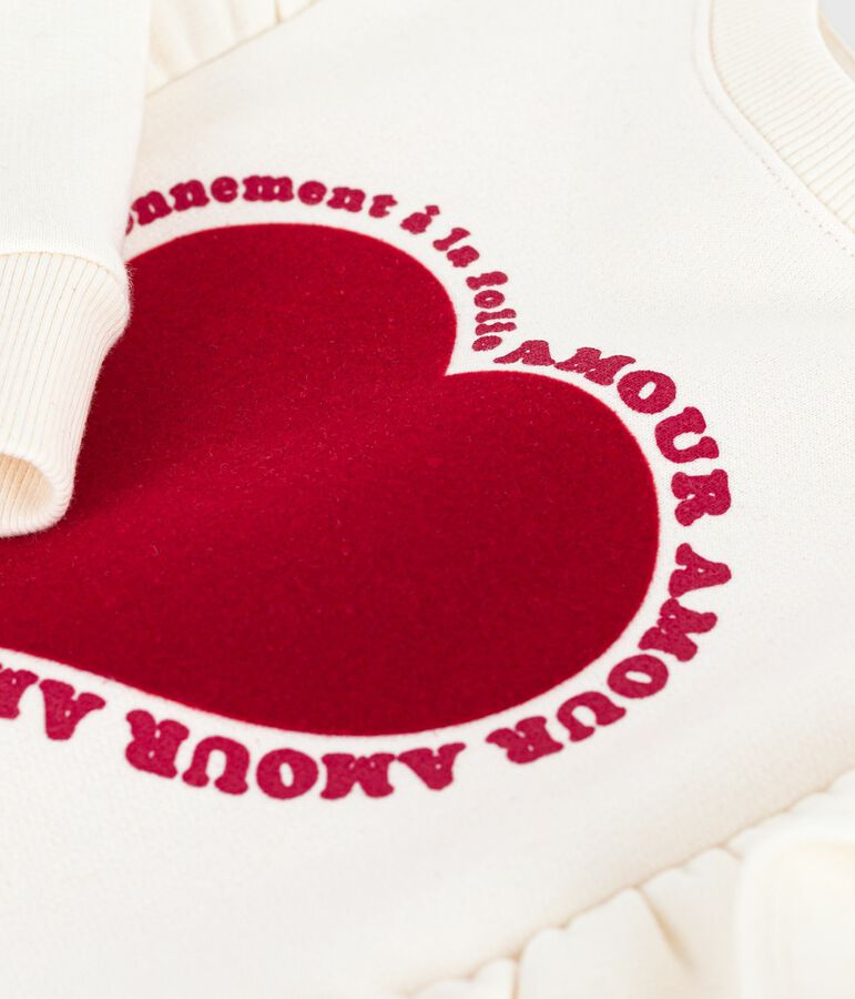 Sweatshirt enfant en coton imprim&eacute; &eacute;cru MILK