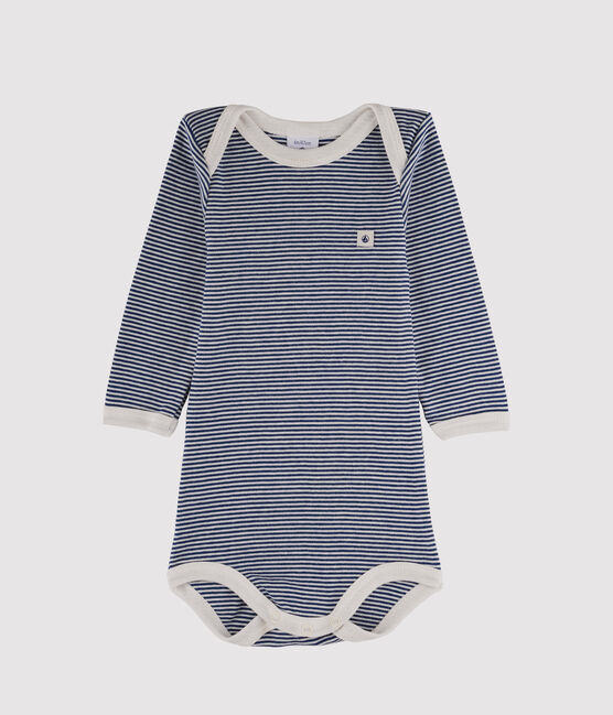 Body manches longues bébé garçon bleu MEDIEVAL/blanc MARSHMALLOW