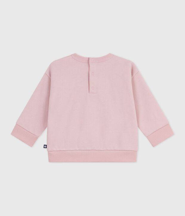 Sweatshirt b&eacute;b&eacute; en coton brod&eacute; Petit Bateau rose