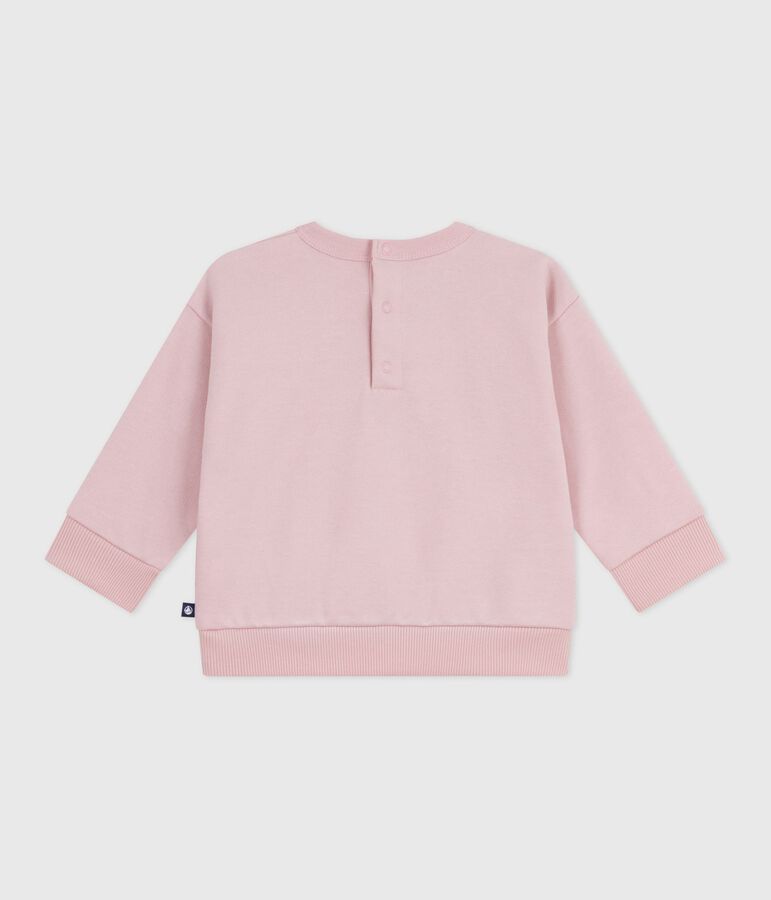 Sweatshirt b&eacute;b&eacute; en coton brod&eacute; Petit Bateau rose JOLI