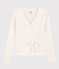 Cardigan cache-cœur en coton léger Femme blanc MARSHMALLOW