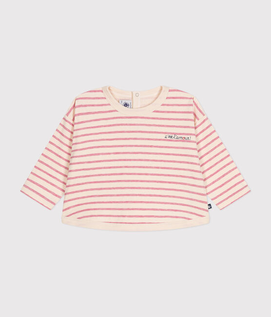 Tee-shirt manches longues en tubique bébé rose AVALANCHE/ ROSELINE