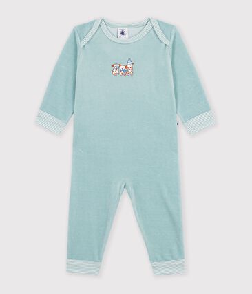 Pyjama bébé en velours ouverture sans pression uni