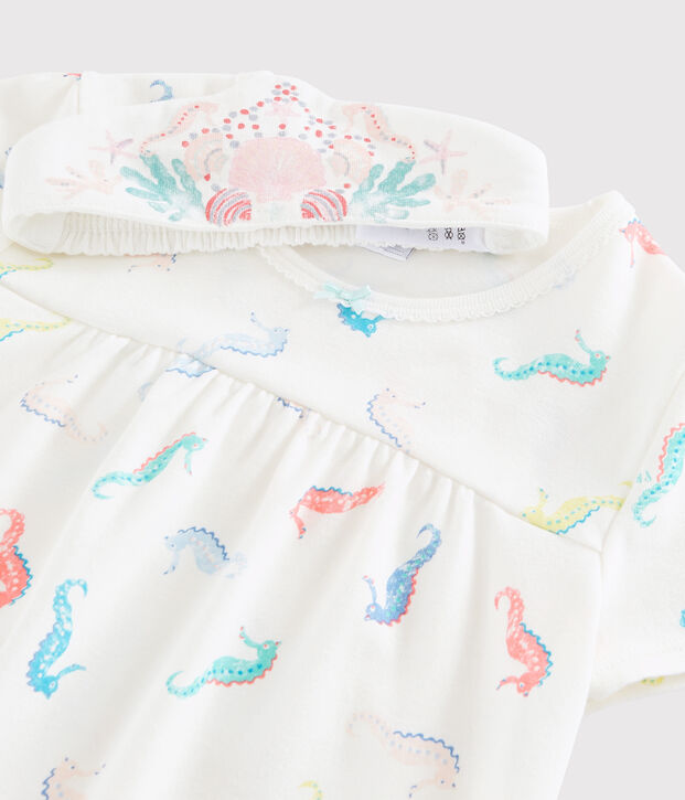 Chemise de nuit d&eacute;guisement en coton blanc/multicouleur