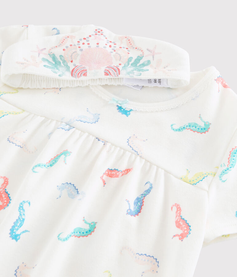 Chemise de nuit d&eacute;guisement en coton blanc MARSHMALLOW/blanc MULTICO