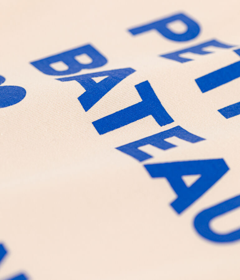 Tee-shirt imprim&eacute; manches courtes enfant fille &eacute;cru/bleu