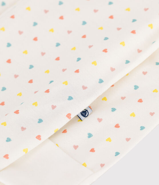 Pyjama bébé en coton à col avec zip cœurs blanc MARSHMALLOW/blanc MULTICO