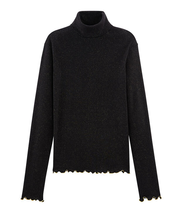 Sous pull paillet&eacute; femme noir/jaune