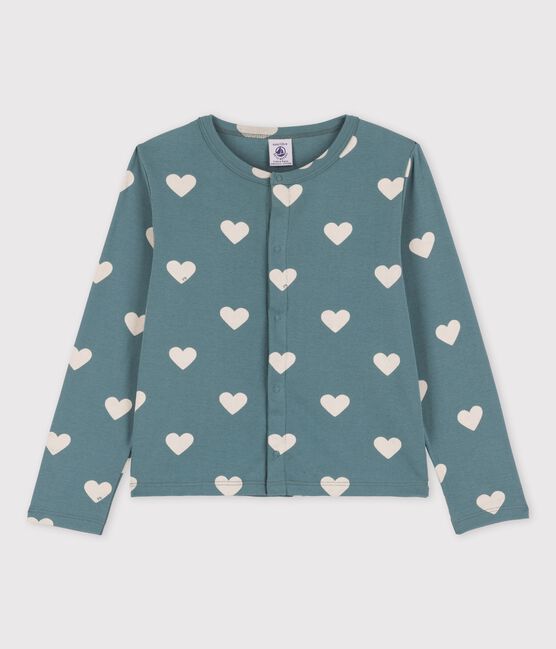 Cardigan imprimé en coton enfant fille vert BRUT/blanc AVALANCHE
