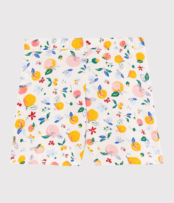 Short en coton enfant fille blanc MARSHMALLOW/blanc MULTICO