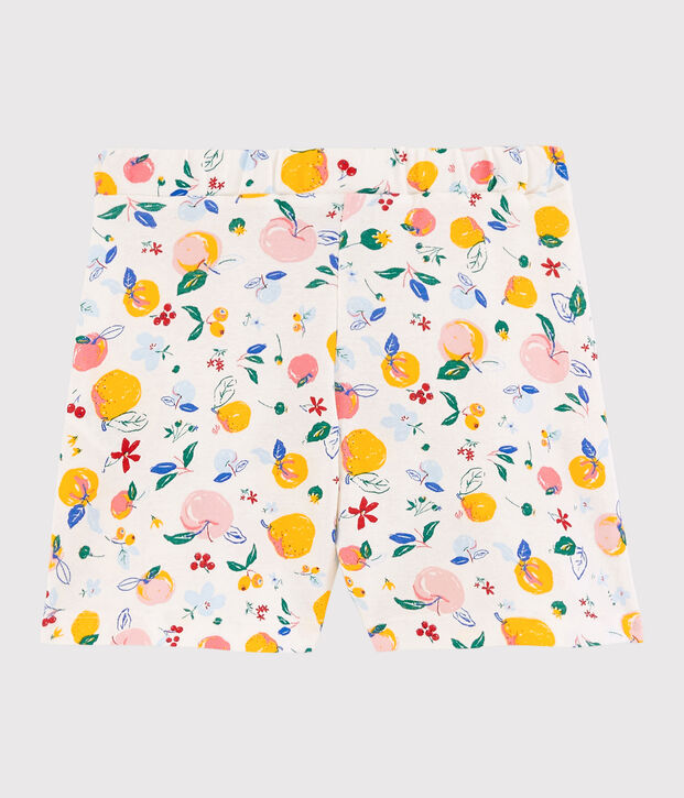 Short en coton enfant fille blanc/multicouleur