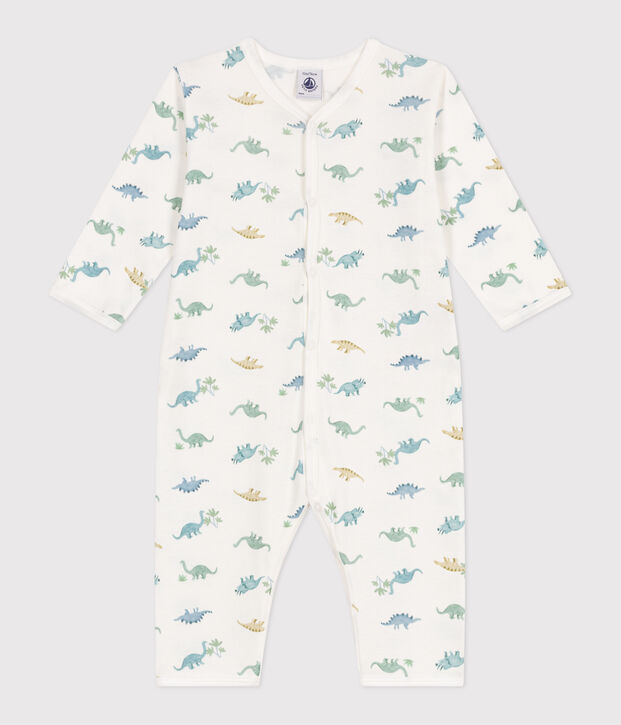 Pyjama b&eacute;b&eacute; en coton sans pieds dinosaures blanc/multicouleur