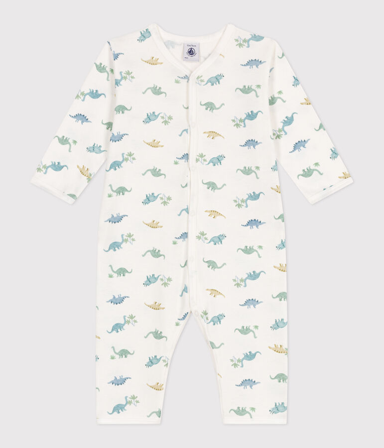 Pyjama b&eacute;b&eacute; en coton sans pieds dinosaures blanc MARSHMALLOW/blanc MULTICO