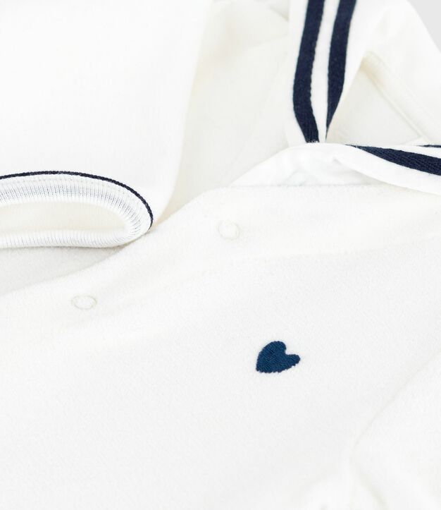 Pyjama b&eacute;b&eacute; en velours &agrave; col vareuse blanc