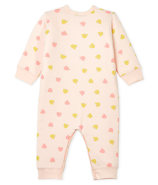 Dors Bien sans pieds bébé fille en côte ouatinée rose FLEUR/blanc MULTICO