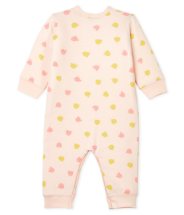 Dors Bien sans pieds b&eacute;b&eacute; fille en c&ocirc;te ouatin&eacute;e rose FLEUR/blanc MULTICO