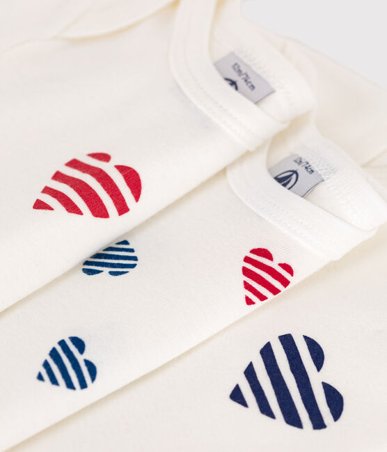 Lot de 3 bodies manches courtes en coton cœurs rayés bébé variante 1