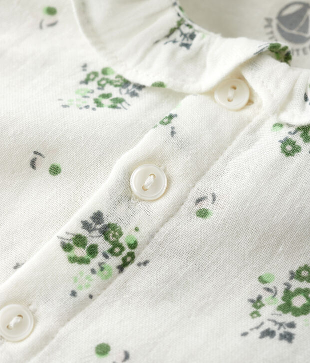Blouse imprim&eacute; fleuri en gaze de coton bio b&eacute;b&eacute; blanc/multicouleur
