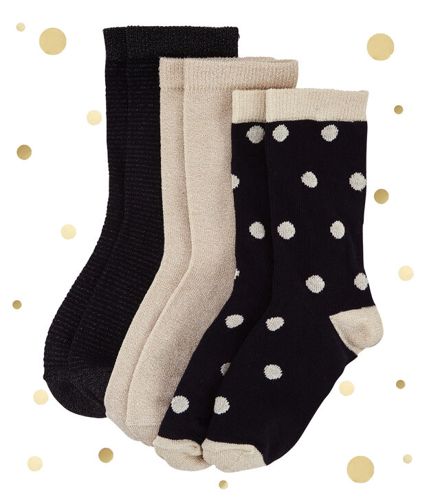 Lot de 3 chaussettes or multicouleur