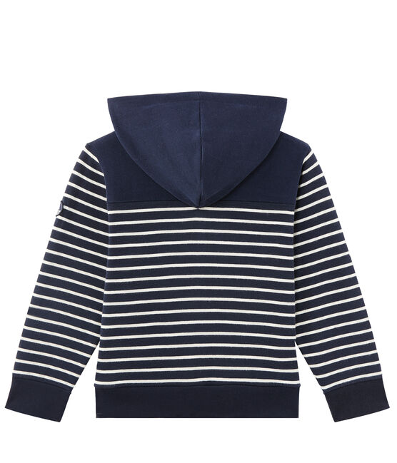 Sweat zippé garçon rayé bleu SMOKING/beige COQUILLE