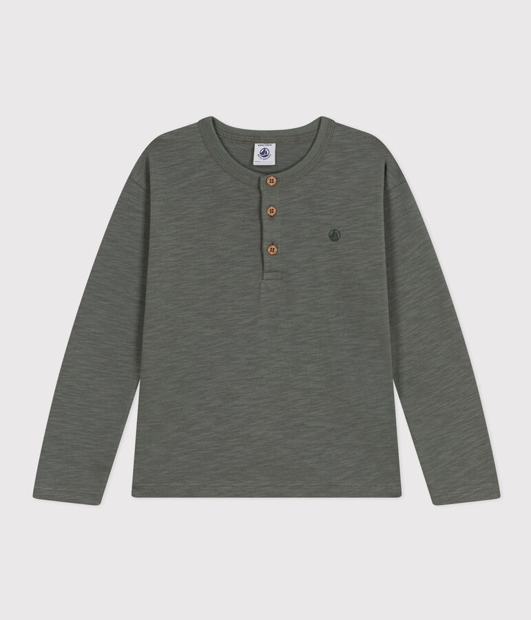 Tee-shirt manches longues en coton enfant gar&ccedil;on vert