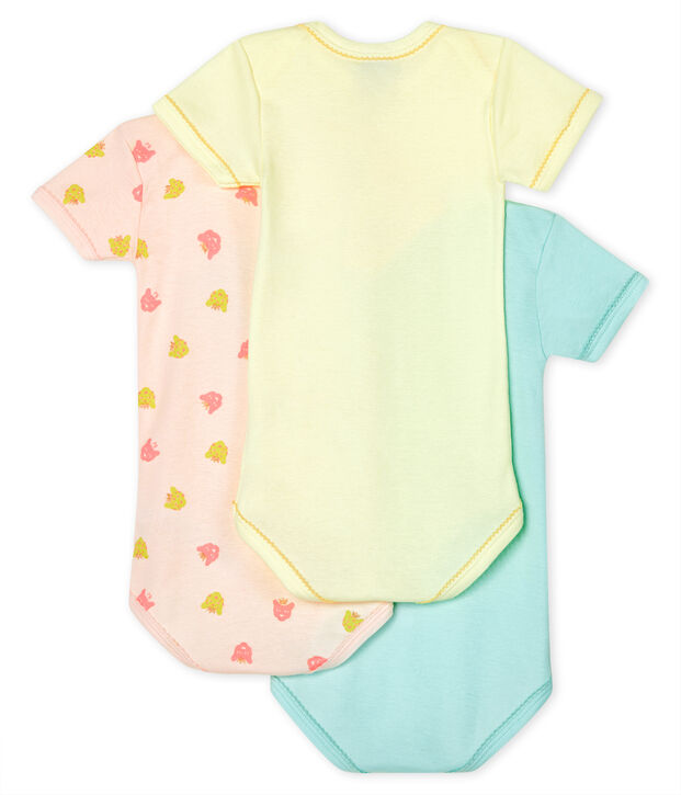 Lot de 3 bodies manches courtes panth&egrave;re b&eacute;b&eacute; fille multicouleur