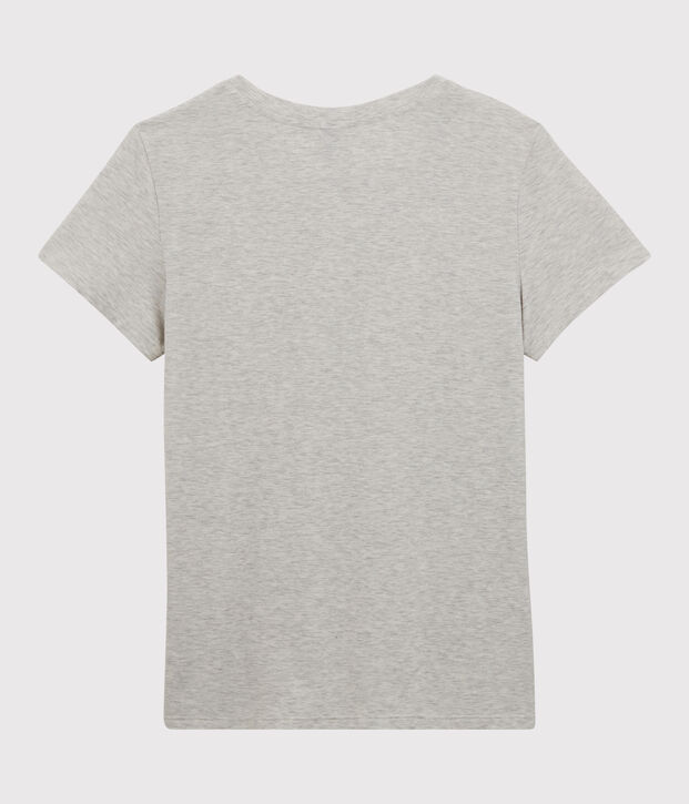 Tee-shirt LE DROIT col rond en coton bio Femme gris chin&eacute; clair