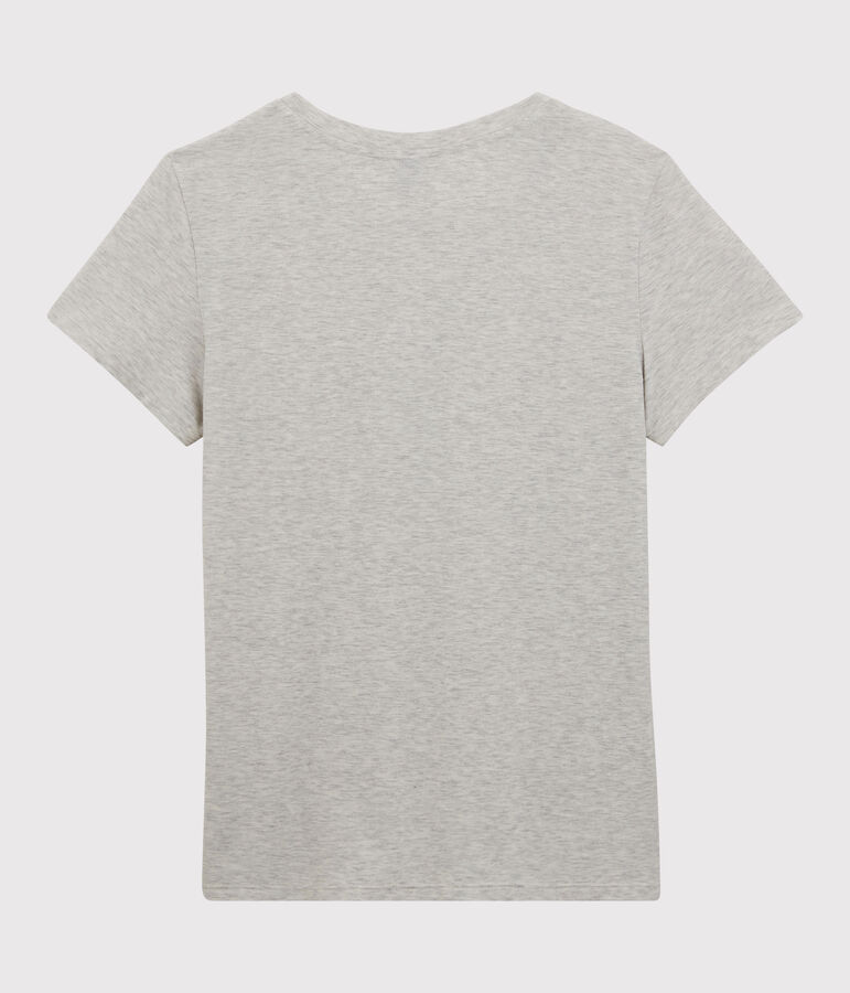 Tee-shirt LE DROIT col rond en coton bio Femme gris BELUGA CHINE