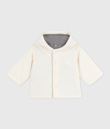 Veste bébé ouatinée en velours brodé et doublure milleraies