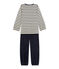 Pyjama fille en bouclette velours beige COQUILLE/bleu SMOKING