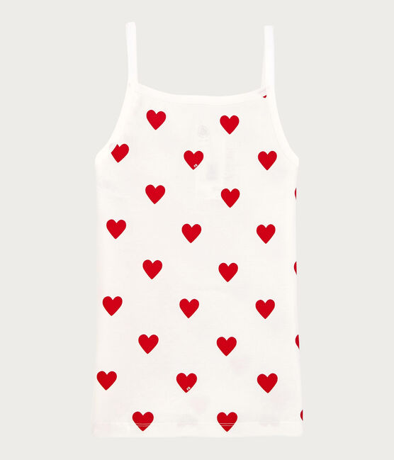 Chemise à bretelles en coton Femme blanc MARSHMALLOW/rouge TERKUIT