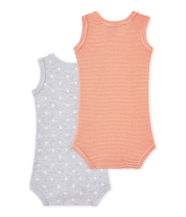 Lot de 2 bodies b&eacute;b&eacute; gar&ccedil;on sans manches blanc
