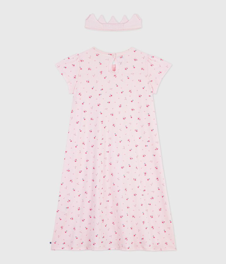 Chemise de nuit d&eacute;guisement et diad&egrave;me enfant en coton rose BARELY/ MULTICO