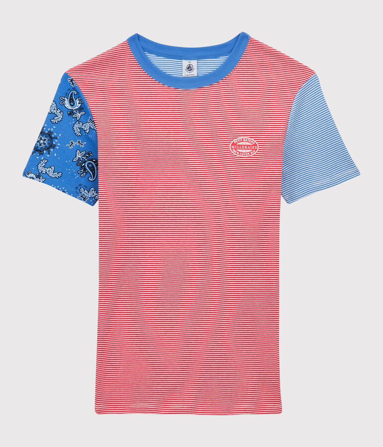 Tee-shirt L'ICONIQUE col rond en coton bio Femme rouge PEPS/blanc MULTICO