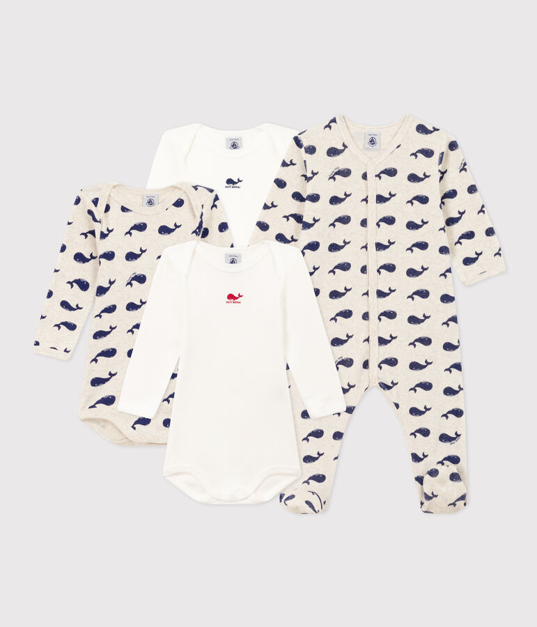 Lot de 1 pyjama b&eacute;b&eacute; et 3 bodies baleines variante 1