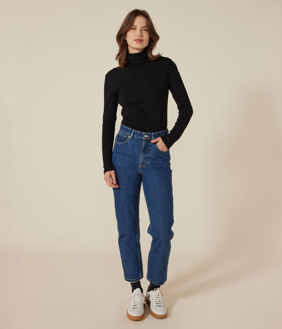 Tee-shirt l'Iconique Col roulé en coton femme noir BLACK