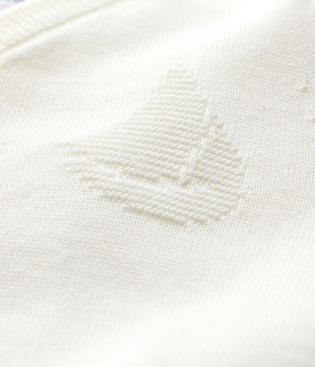 Cardigan en tricot jersey coton/lin b&eacute;b&eacute; gar&ccedil;on blanc