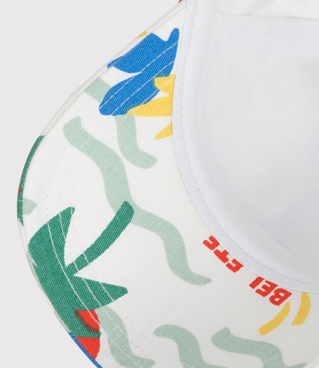 Casquette enfant en coton imprim&eacute; palmiers &eacute;cru/multicouleur