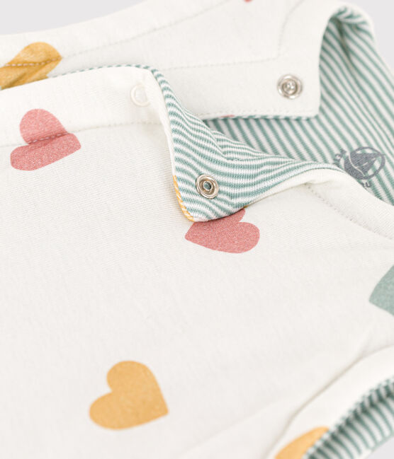 Gilet sans manche bébé coeurs reversible en coton blanc MARSHMALLOW/blanc MULTICO