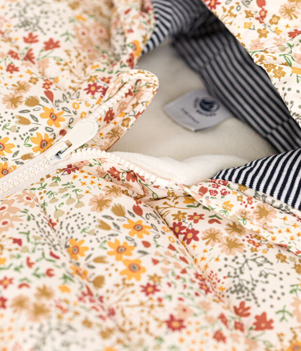 Doudoune imprim&eacute;e avec capuche b&eacute;b&eacute; &eacute;cru/multicouleur