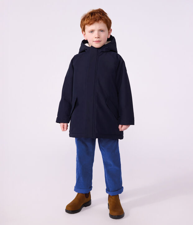 Parka enfant mi-longue unie bleu marine
