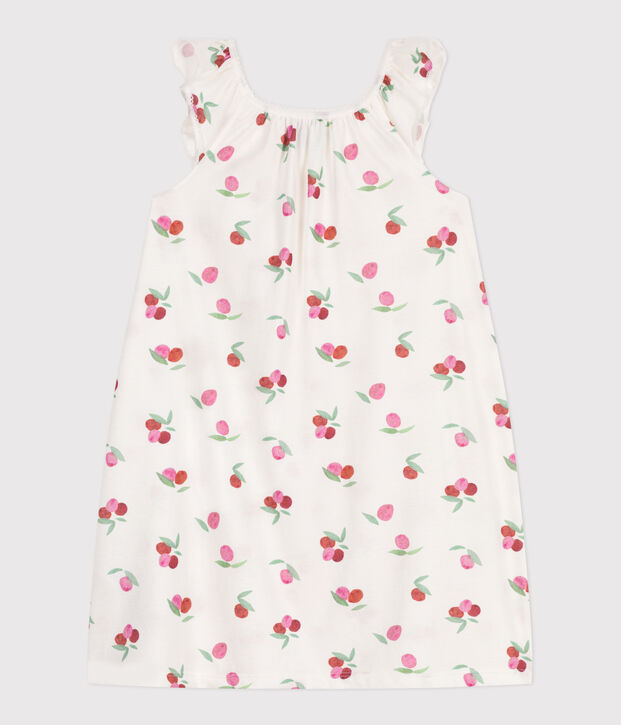 Chemise de nuit enfant en coton imprim&eacute; fruits blanc/multicouleur