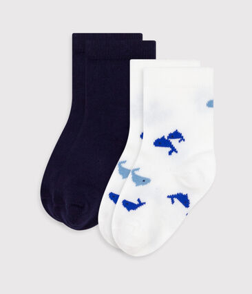2 paires de chaussettes bébé en coton imprimé baleine