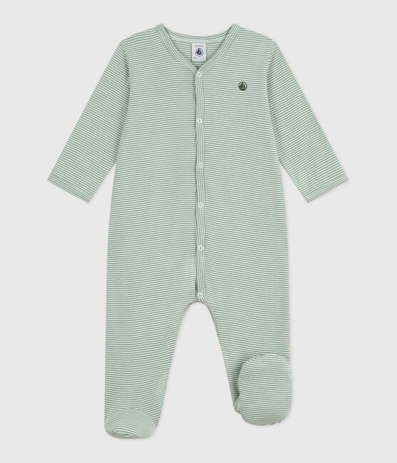 Pyjama bébé en coton à rayures milleraies SAULE/ MARSHMALLOW