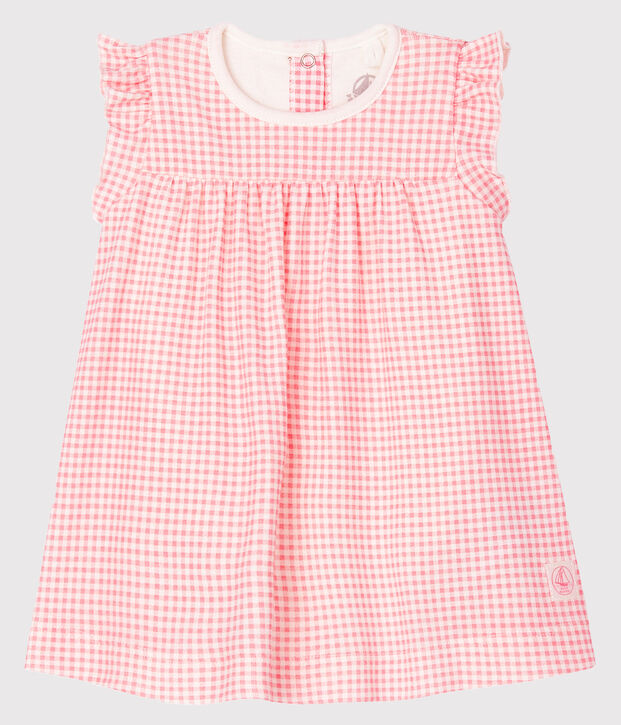 Body robe vichy rose b&eacute;b&eacute; fille en c&ocirc;te blanc/rose
