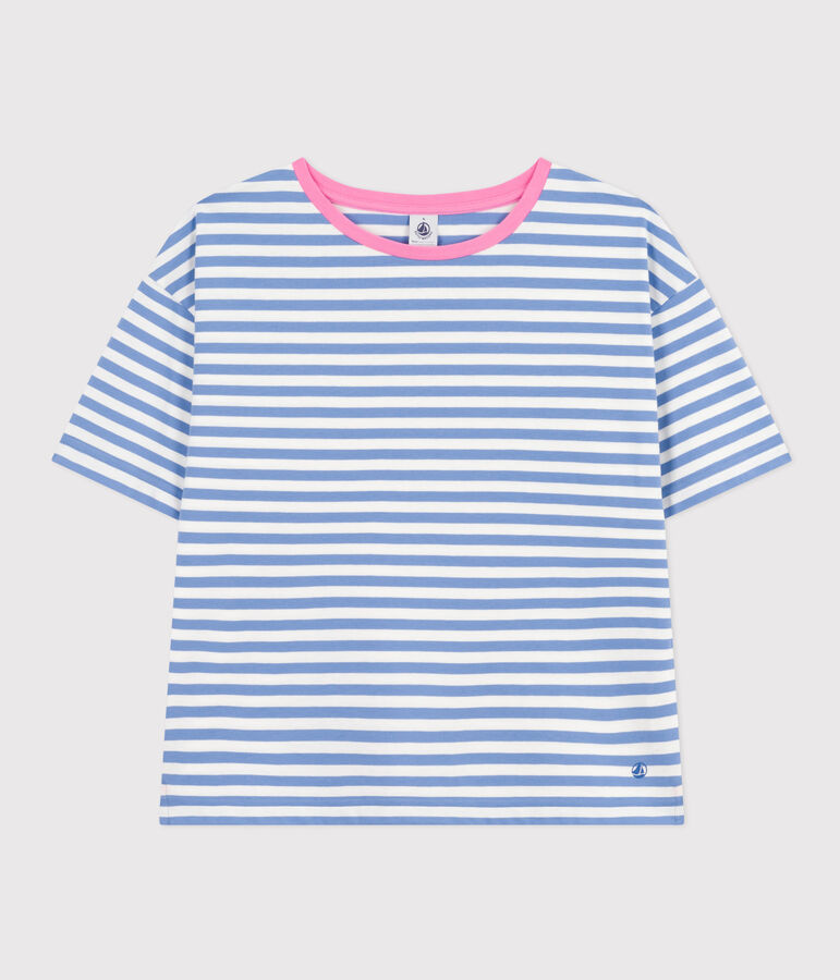 Tee-shirt le Boxy en coton ray&eacute; femme GAULOISE/ MARSHMALLOW