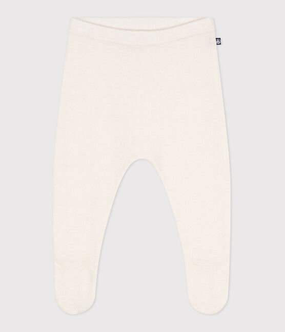 Pantalon bébé en tricot laine et coton blanc MARSHMALLOW